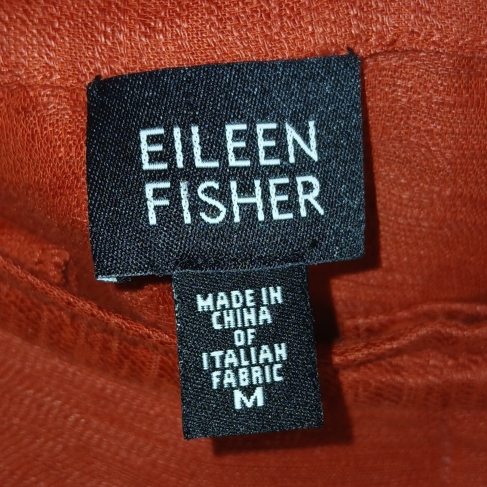EILEEN FISHER Rust Orange Linen Blend Cropped Wide Leg Pants - Picture 4 of 9